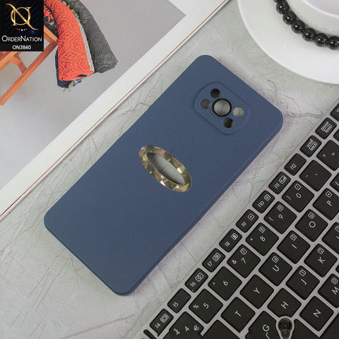 Xiaomi Poco X3 Cover - Blue - Soft Silicone Camera Lense Protector Chrome Logo Hole Case