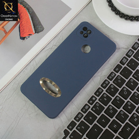 Xiaomi Redmi 10A Cover - Blue - Soft Silicone Camera Lense Protector Chrome Logo Hole Case