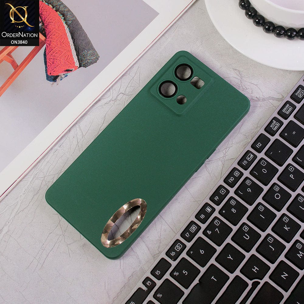 Oppo Reno 7 4G Cover - Green - Soft Silicone Camera Lense Protector Chrome Logo Hole Case