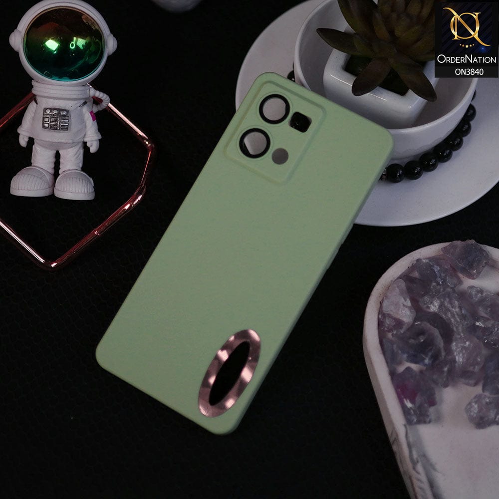 Oppo Reno 7 4G Cover - Light Green - Soft Silicone Camera Lense Protector Chrome Logo Hole Case