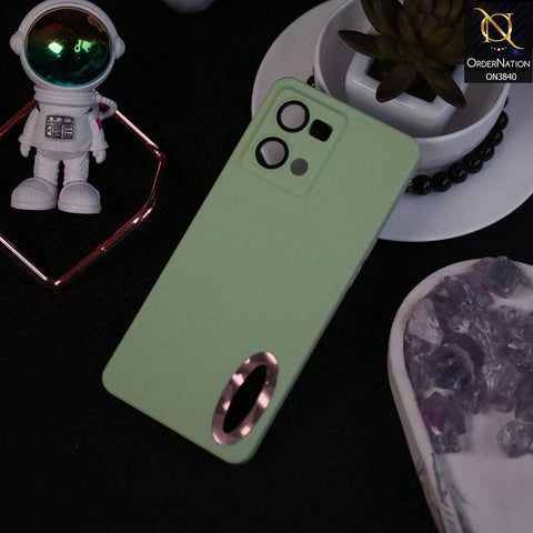 Oppo Reno 7 4G Cover - Light Green - Soft Silicone Camera Lense Protector Chrome Logo Hole Case