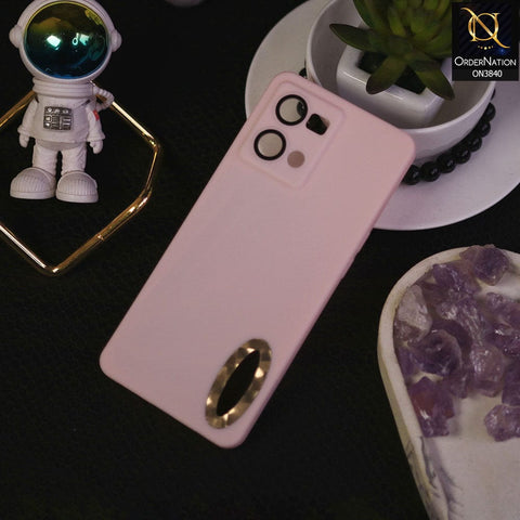 Oppo Reno 7 4G Cover - Pink - Soft Silicone Camera Lense Protector Chrome Logo Hole Case