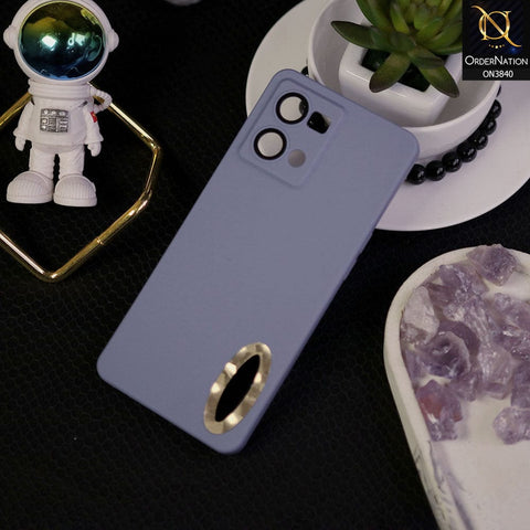 Oppo F21 Pro 4G Cover - Stone Blue - Soft Silicone Camera Lense Protector Chrome Logo Hole Case