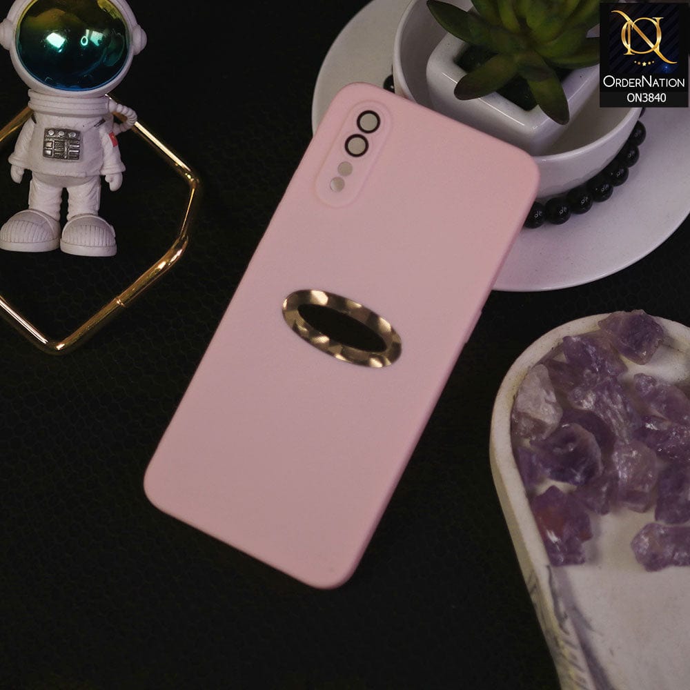 Vivo S1 Cover - Pink - Soft Silicone Camera Lense Protector Chrome Logo Hole Case