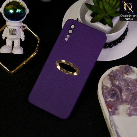 Vivo S1 Cover - Purple - Soft Silicone Camera Lense Protector Chrome Logo Hole Case