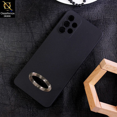 Samsung Galaxy A32 Cover - Black - Soft Silicone Camera Lense Protector Chrome Logo Hole Case