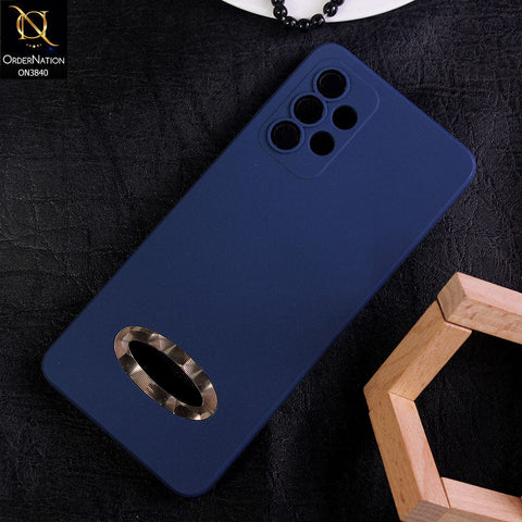 Samsung Galaxy A32 Cover - Blue - Soft Silicone Camera Lense Protector Chrome Logo Hole Case