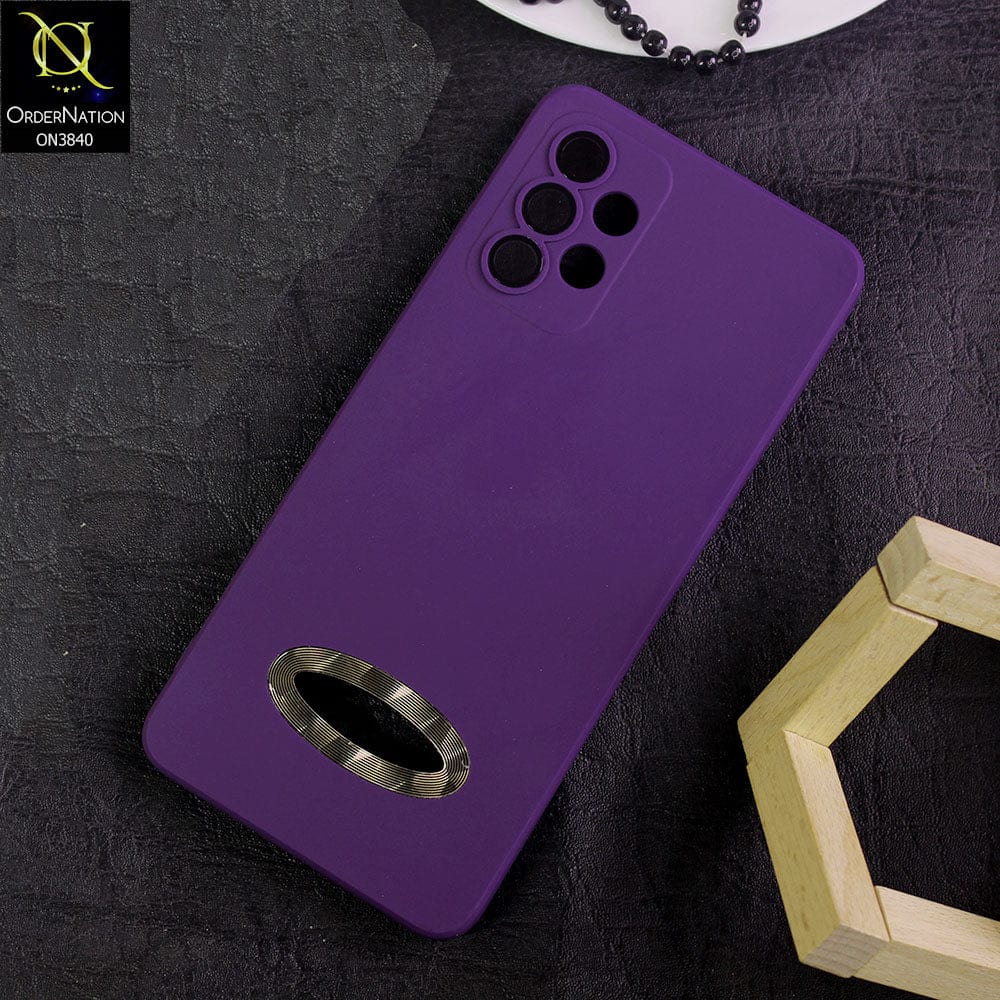 Samsung Galaxy A32 Cover - Purple - Soft Silicone Camera Lense Protector Chrome Logo Hole Case