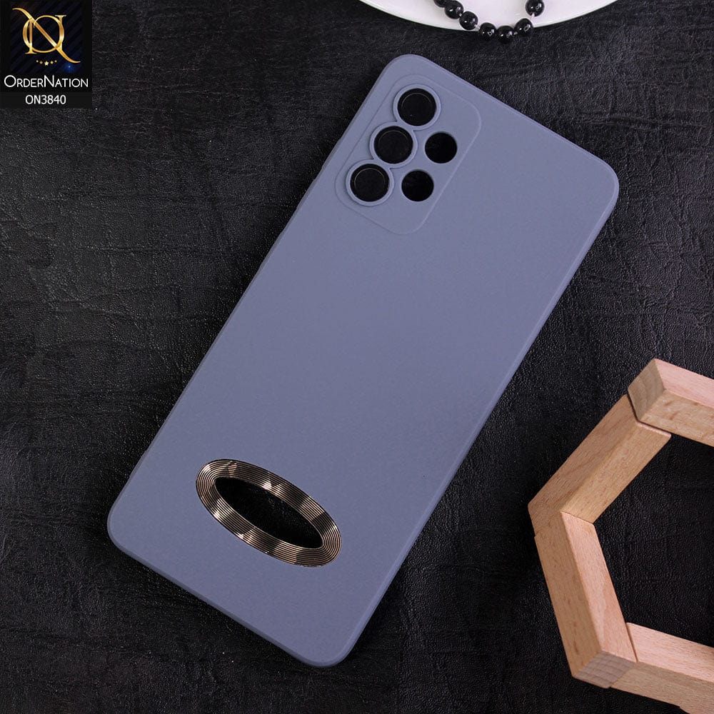 Samsung Galaxy A32 Cover - Stone Blue - Soft Silicone Camera Lense Protector Chrome Logo Hole Case