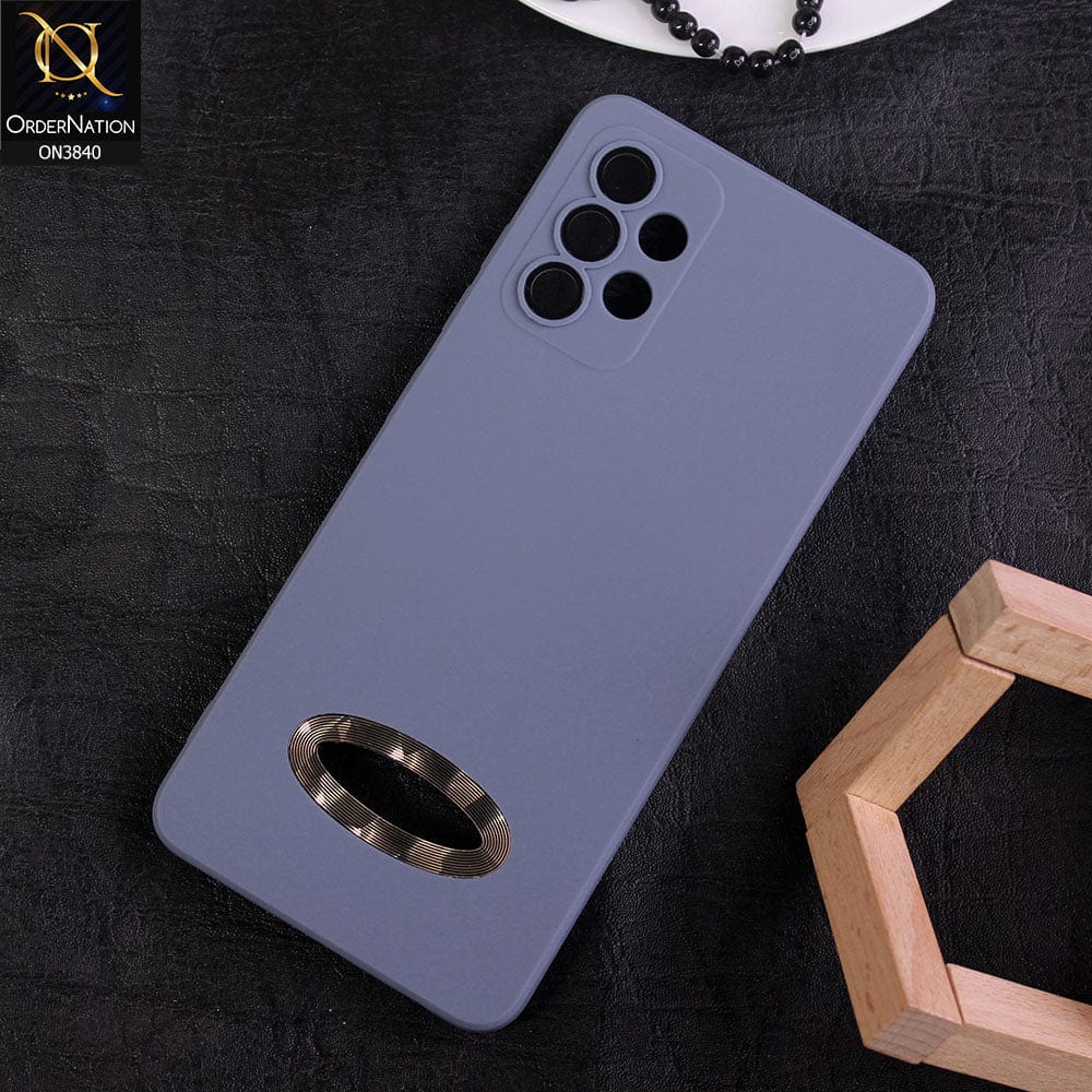 Samsung Galaxy A52s 5G Cover - Stone Blue - Soft Silicone Camera Lense Protector Chrome Logo Hole Case