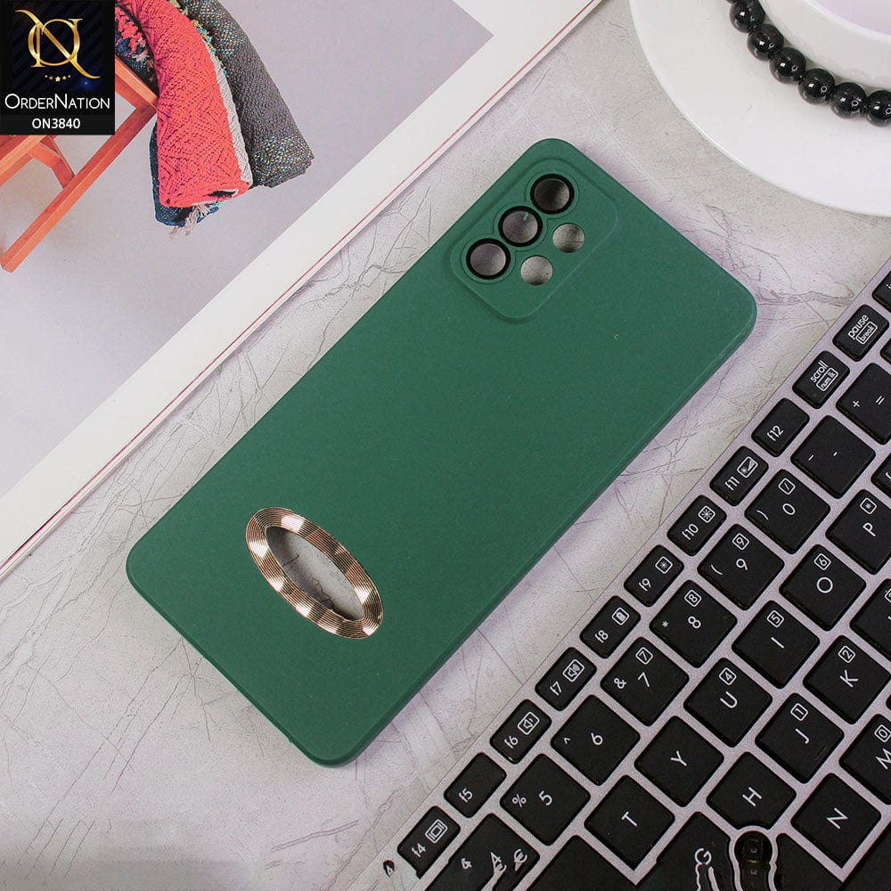 Samsung Galaxy A72 Cover - Green - Soft Silicone Camera Lense Protector Chrome Logo Hole Case