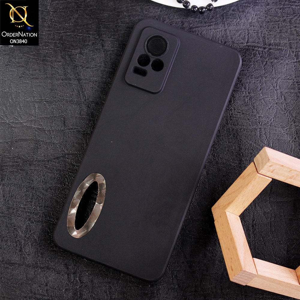 Vivo Y73 Cover - Black - Soft Silicone Camera Lense Protector Chrome Logo Hole Case