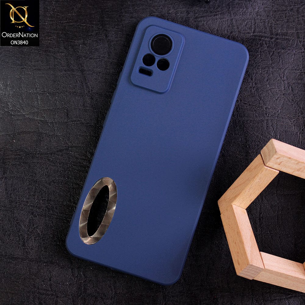 Vivo Y73 Cover - Blue - Soft Silicone Camera Lense Protector Chrome Logo Hole Case