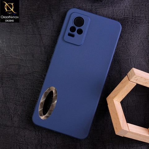 Vivo Y73 Cover - Blue - Soft Silicone Camera Lense Protector Chrome Logo Hole Case