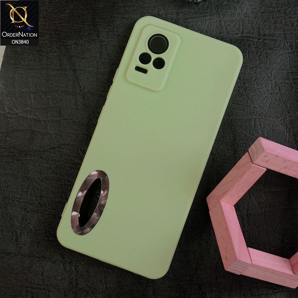 Vivo Y73 Cover - Light Green - Soft Silicone Camera Lense Protector Chrome Logo Hole Case