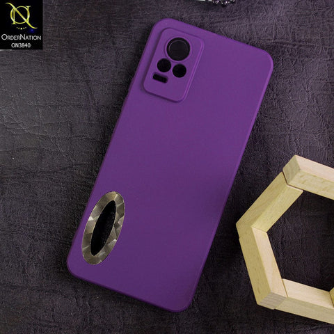 Vivo Y73 Cover - Purple - Soft Silicone Camera Lense Protector Chrome Logo Hole Case