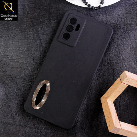 Vivo S10e Cover - Black - Soft Silicone Camera Lense Protector Chrome Logo Hole Case