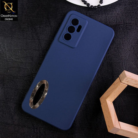 Vivo S10e Cover - Blue - Soft Silicone Camera Lense Protector Chrome Logo Hole Case