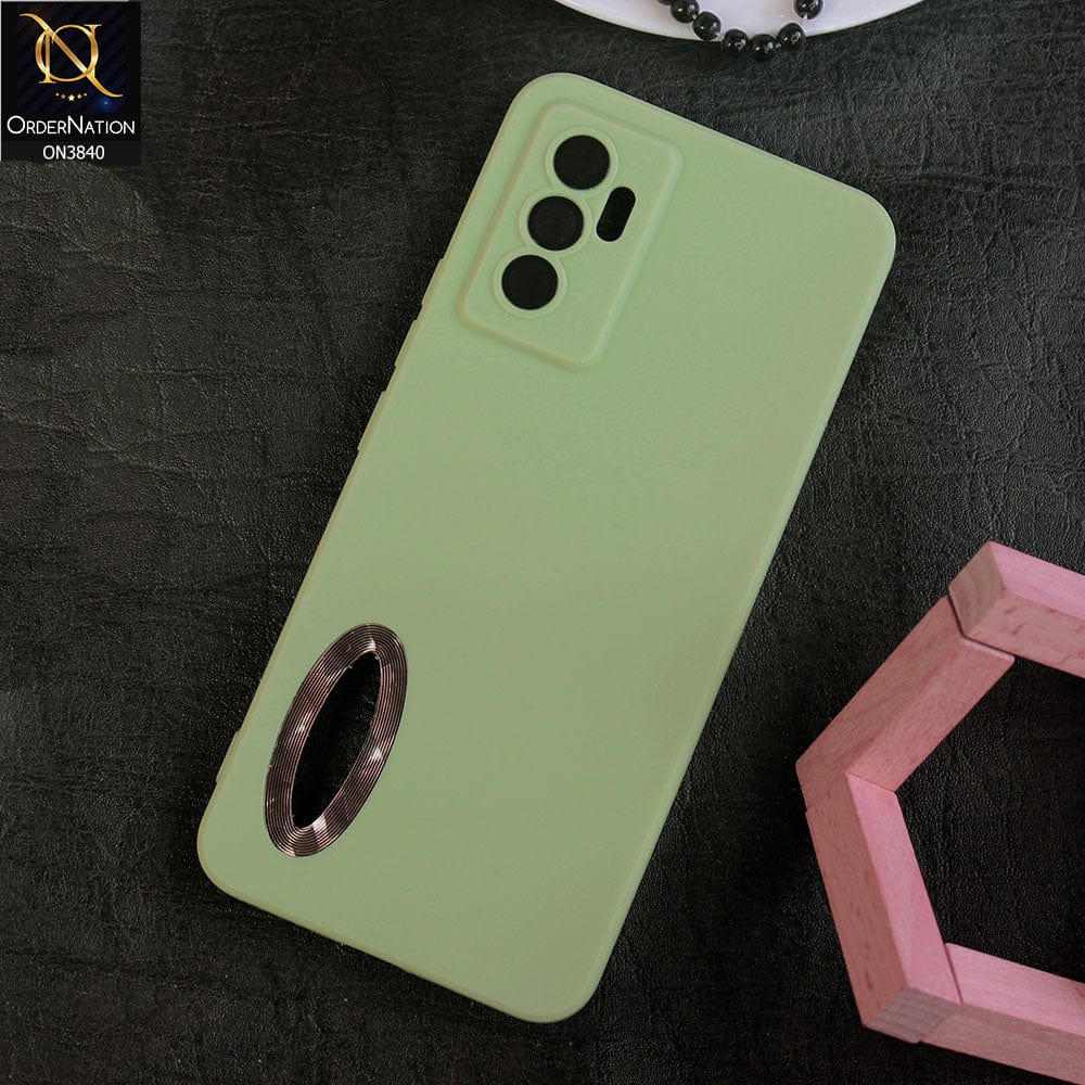 Vivo V23e 5G Cover - Light Green - Soft Silicone Camera Lense Protector Chrome Logo Hole Case