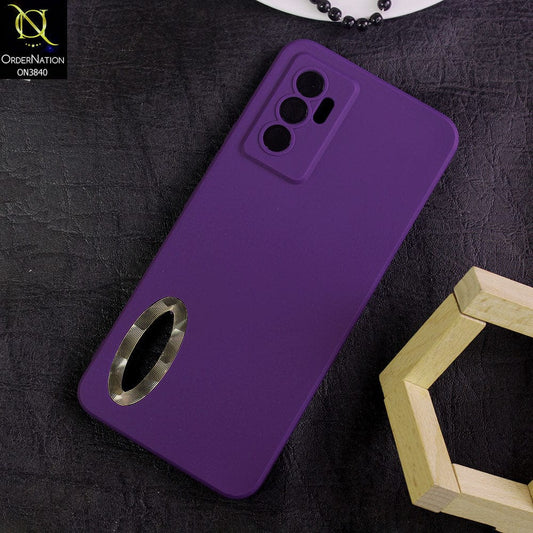 Vivo V23e 5G Cover - Purple - Soft Silicone Camera Lense Protector Chrome Logo Hole Case