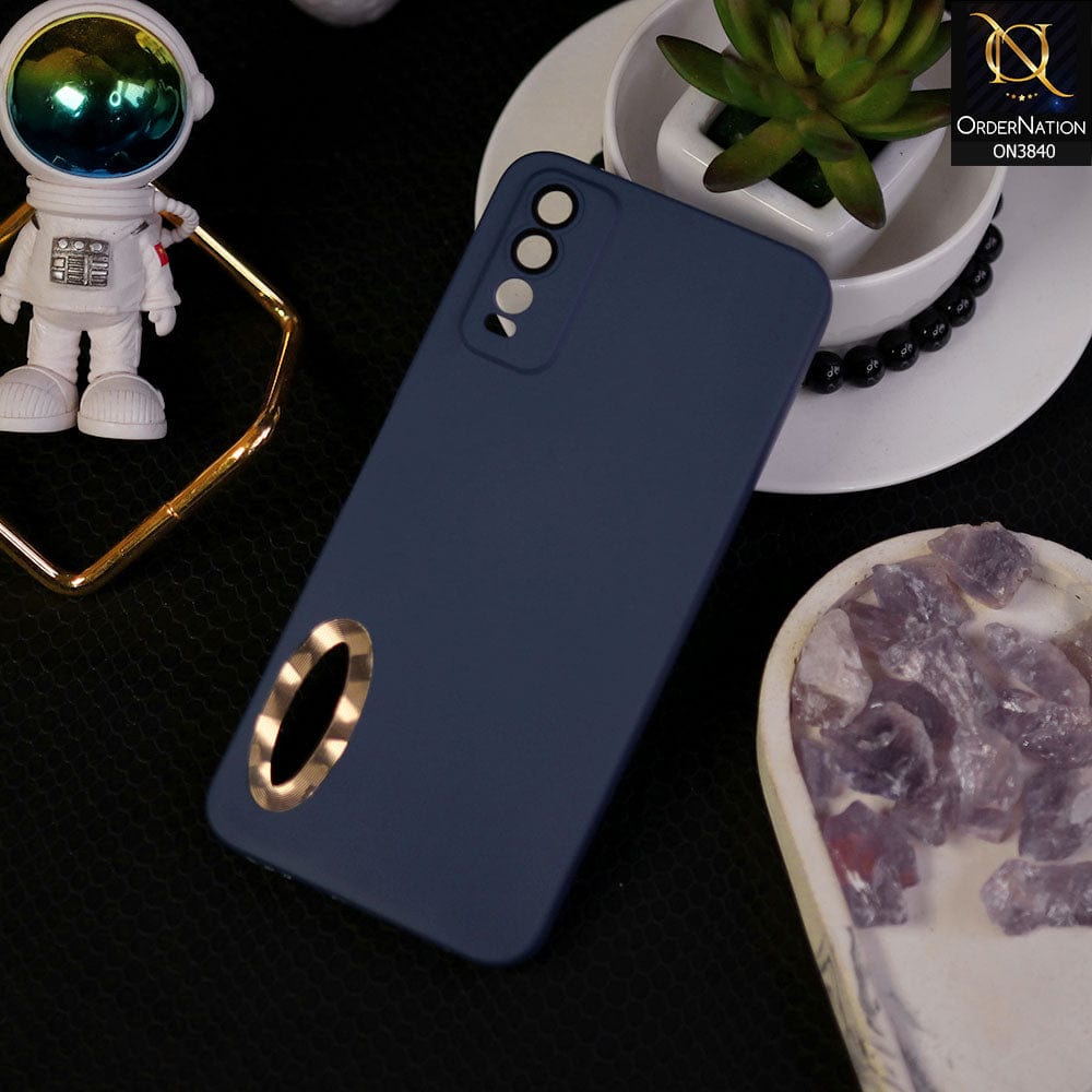 Vivo Y20s Cover - Blue - Soft Silicone Camera Lense Protector Chrome Logo Hole Case