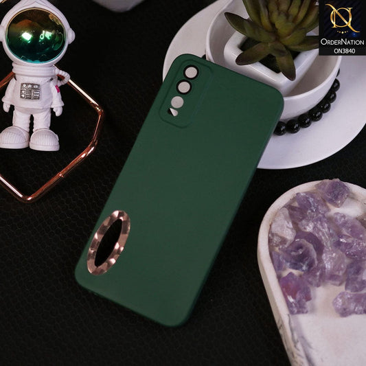 Vivo Y20T Cover - Dark Green - Soft Silicone Camera Lense Protector Chrome Logo Hole Case