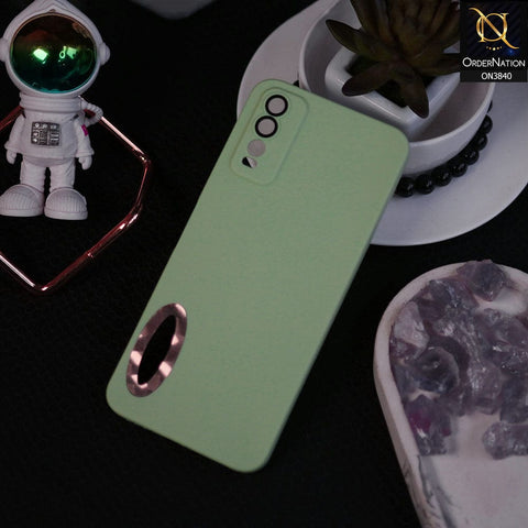 Vivo Y20s Cover - Light Green - Soft Silicone Camera Lense Protector Chrome Logo Hole Case