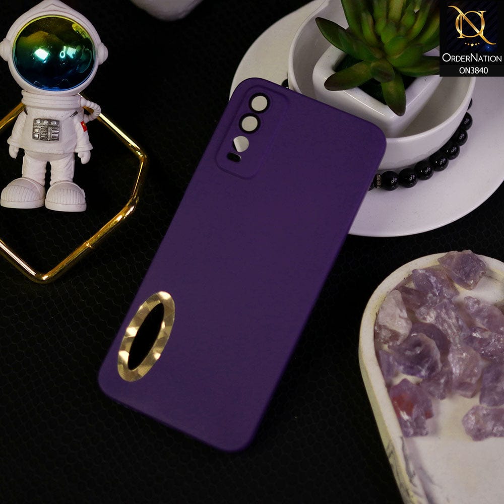 Vivo Y20a Cover - Purple - Soft Silicone Camera Lense Protector Chrome Logo Hole Case