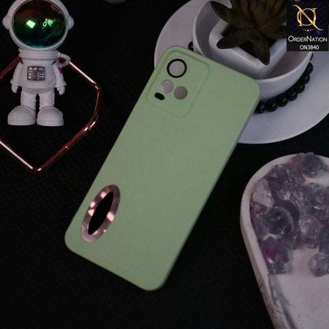 Vivo Y21 Cover - Light Green - Soft Silicone Camera Lense Protector Chrome Logo Hole Case