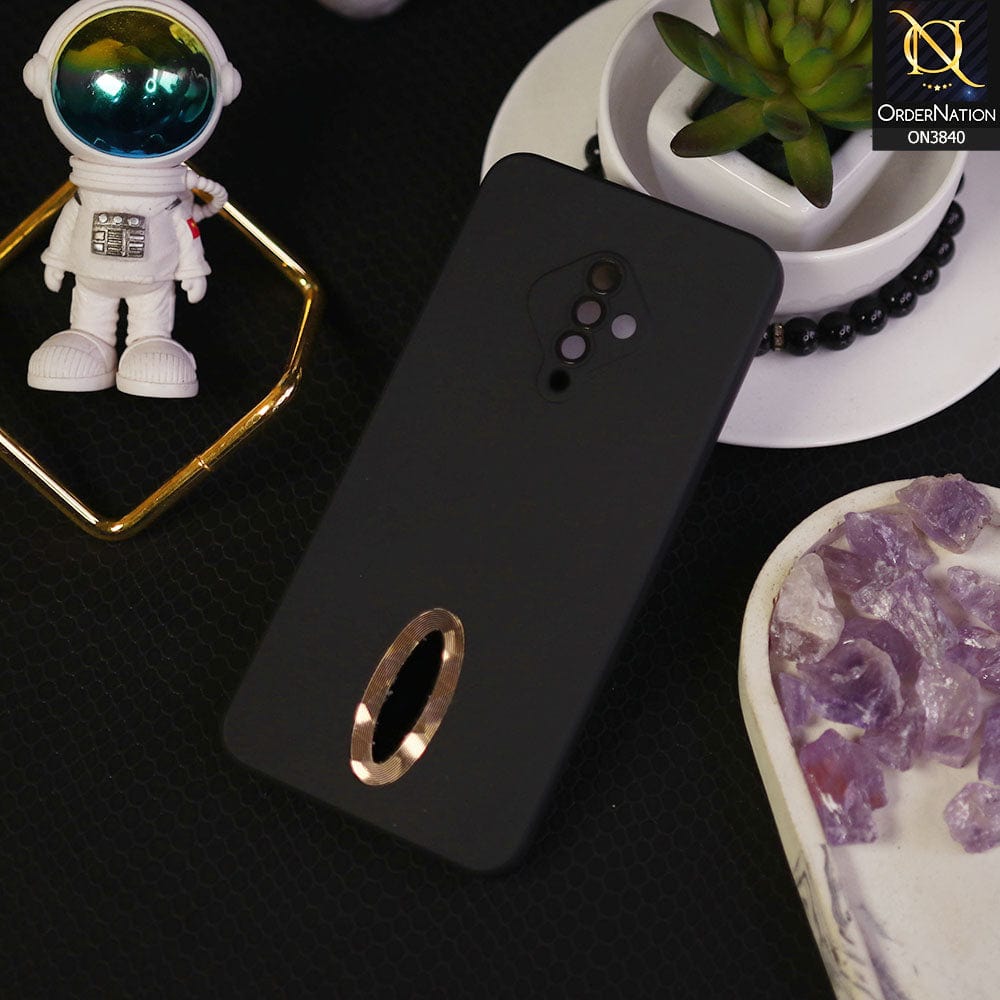Vivo Y51 (2020 September) Cover - Black - Soft Silicone Camera Lense Protector Chrome Logo Hole Case