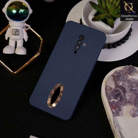 Vivo S1 Pro Cover - Blue - Soft Silicone Camera Lense Protector Chrome Logo Hole Case