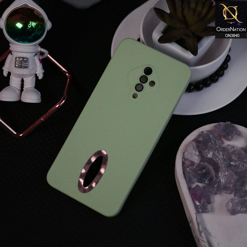 Vivo S1 Pro Cover - Light Green - Soft Silicone Camera Lense Protector Chrome Logo Hole Case