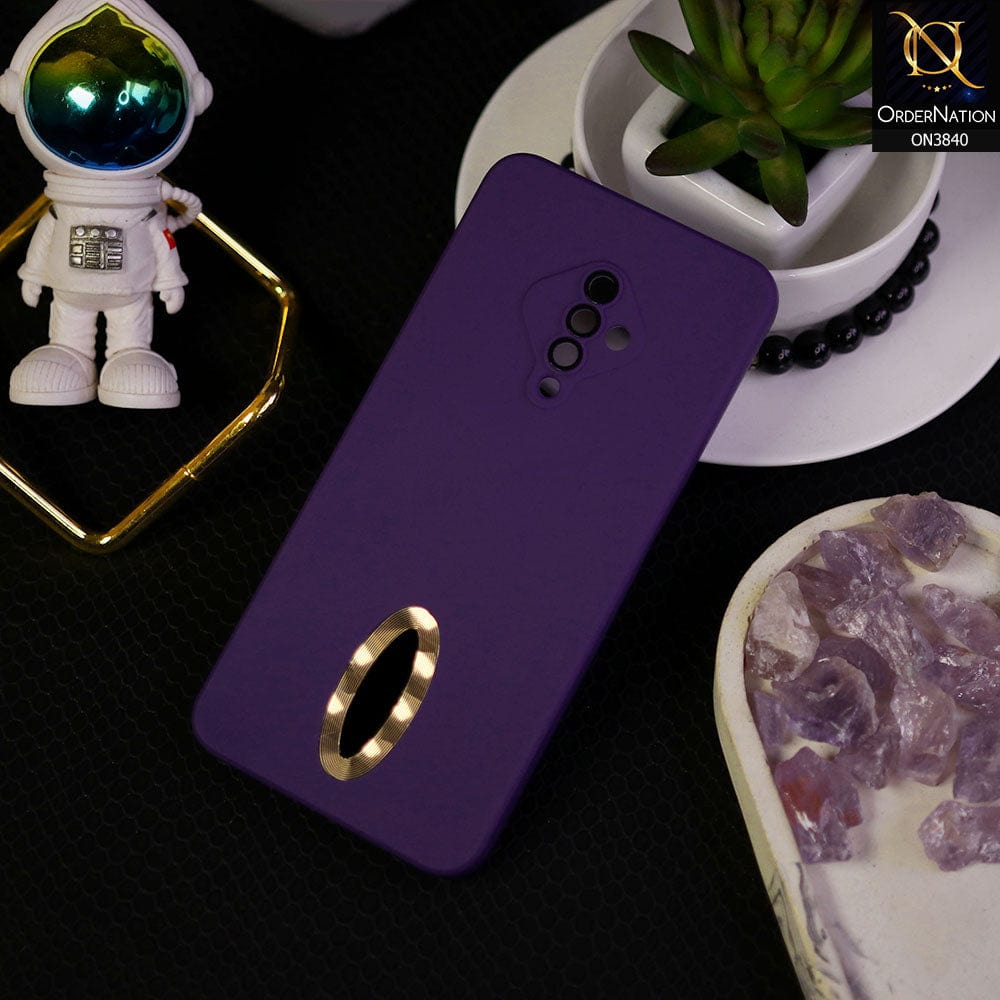 Vivo Y51 (2020 September) Cover - Purple - Soft Silicone Camera Lense Protector Chrome Logo Hole Case