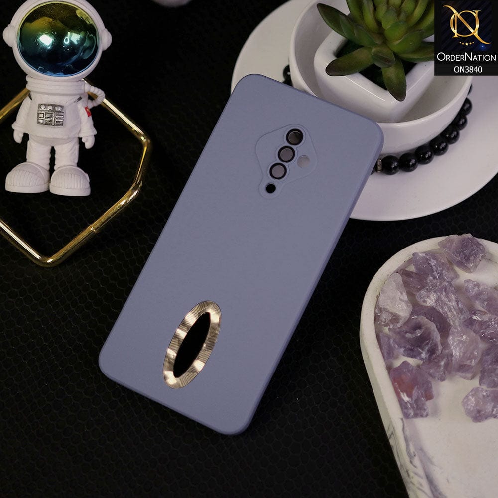 Vivo Y51 (2020 September) Cover - Stone Blue - Soft Silicone Camera Lense Protector Chrome Logo Hole Case