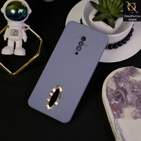 Vivo Y51 (2020 September) Cover - Stone Blue - Soft Silicone Camera Lense Protector Chrome Logo Hole Case