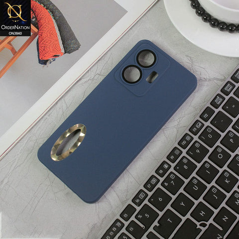 Vivo S15e Cover - Blue - Soft Silicone Camera Lense Protector Chrome Logo Hole Case