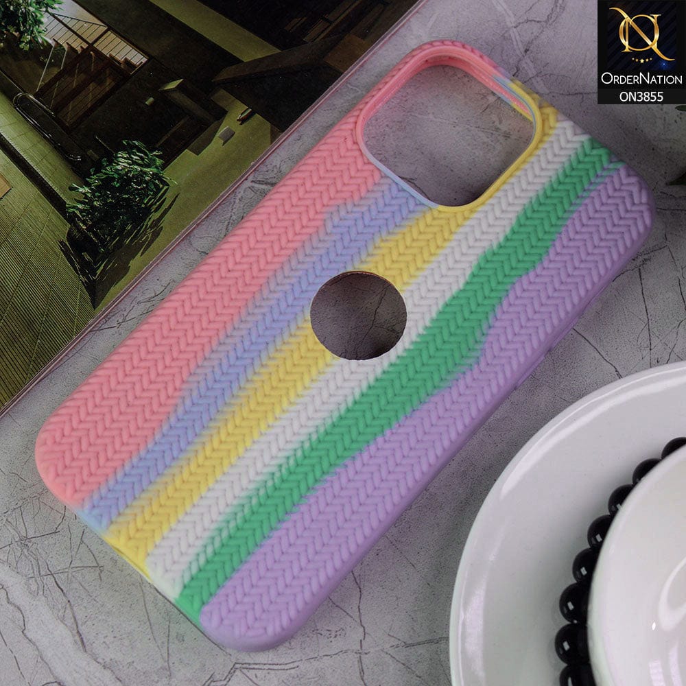 iPhone 13 Pro Max Cover - Pink - New Ziggy Design Rainbow Series Soft Silicone Logo Hole Case