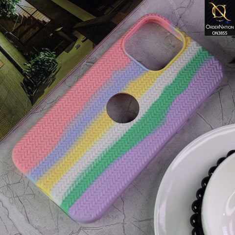iPhone 13 Pro Max Cover - Pink - New Ziggy Design Rainbow Series Soft Silicone Logo Hole Case