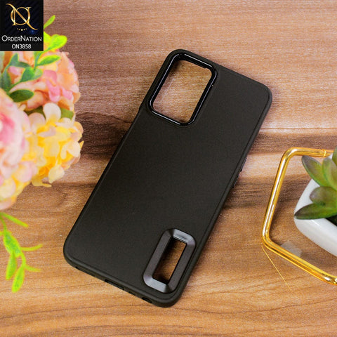 Oppo A54 4G Cover - Black - New Soft Silicone Electroplating Camera Ring Chrome Logo Hole Case