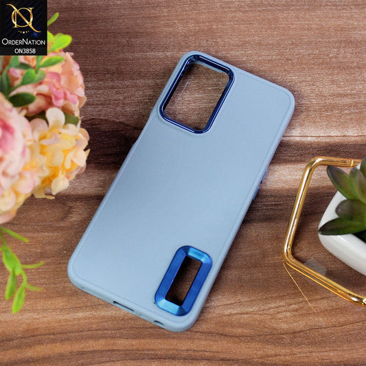 Oppo A54 4G Cover - Stone Blue - New Soft Silicone Electroplating Camera Ring Chrome Logo Hole Case