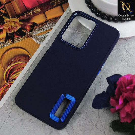 Oppo A77s Cover - Blue - New Soft Silicone Electroplating Camera Ring Chrome Logo Hole Case