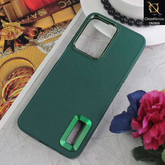Oppo A57s Cover - Green - New Soft Silicone Electroplating Camera Ring Chrome Logo Hole Case