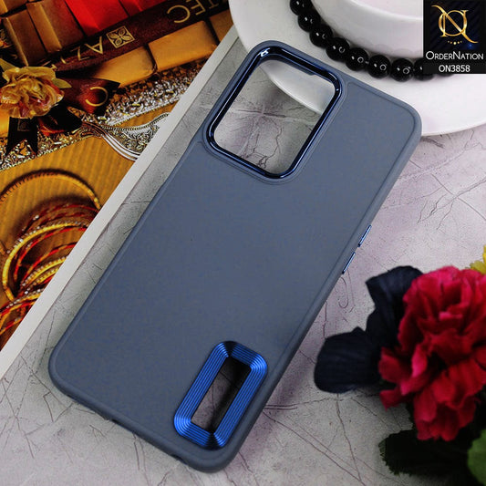 Oppo A57s Cover - Stone Blue - New Soft Silicone Electroplating Camera Ring Chrome Logo Hole Case