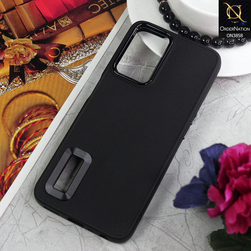 Oppo A36 Cover - Black - New Soft Silicone Electroplating Camera Ring Chrome Logo Hole Case
