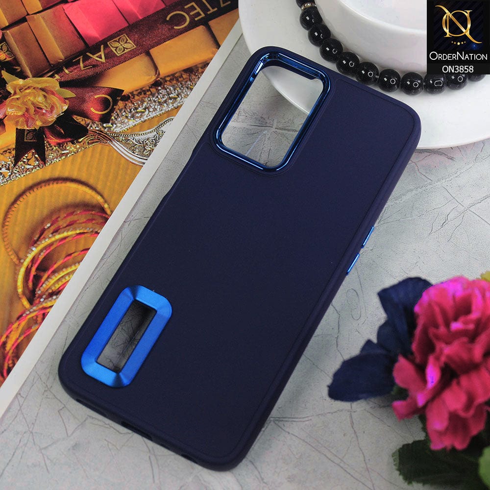 Oppo A36 Cover - Blue - New Soft Silicone Electroplating Camera Ring Chrome Logo Hole Case