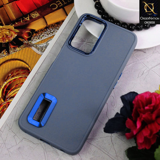 Oppo A76 Cover - Stone Blue - New Soft Silicone Electroplating Camera Ring Chrome Logo Hole Case