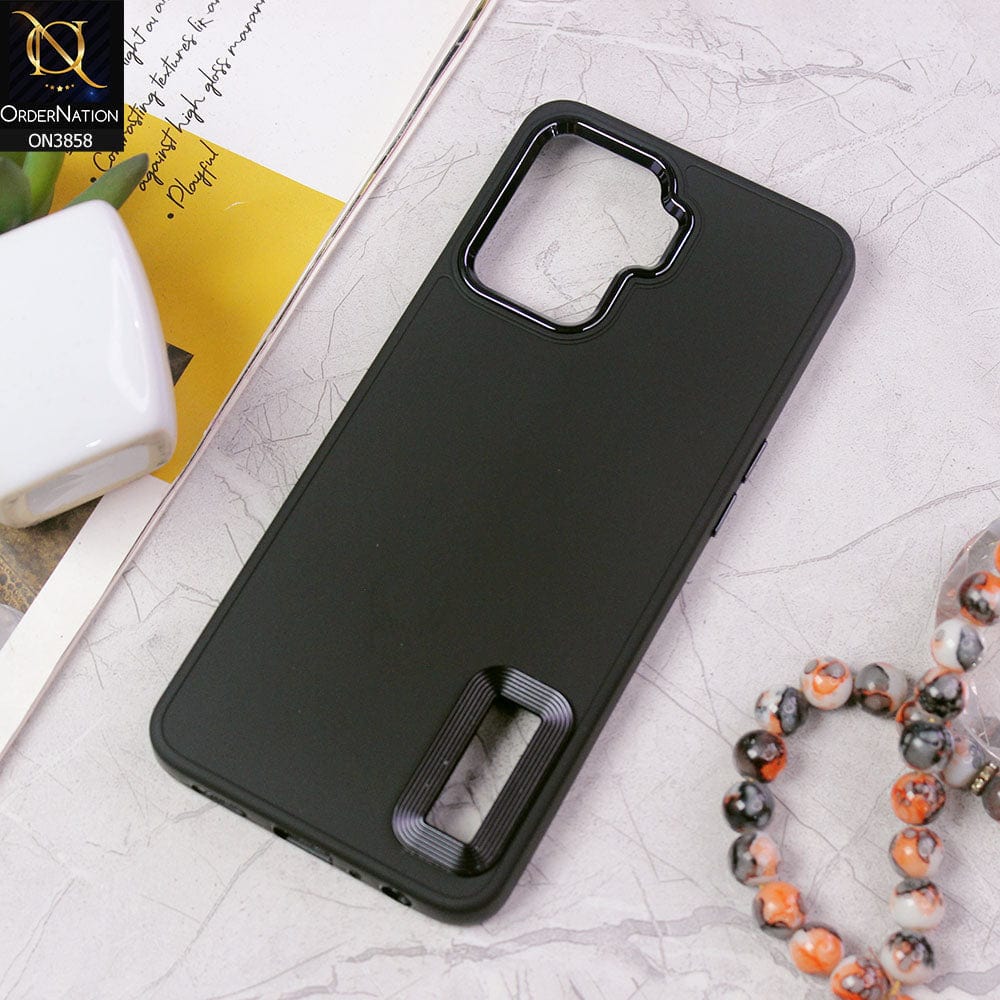 Oppo A94 Cover - Black - New Soft Silicone Electroplating Camera Ring Chrome Logo Hole Case