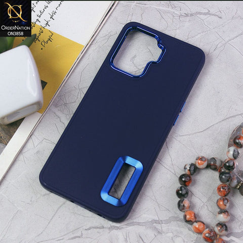 Oppo A94 Cover - Blue - New Soft Silicone Electroplating Camera Ring Chrome Logo Hole Case