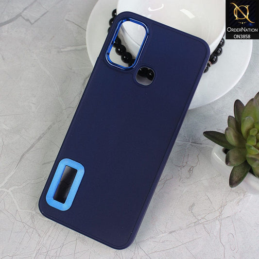 Infinix Hot 11 Play Cover - Blue - New Soft Silicone Electroplating Camera Ring Chrome Logo Hole Case
