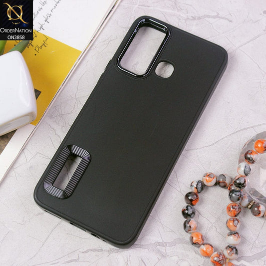 Infinix Hot 12 Play Cover - Black - New Soft Silicone Electroplating Camera Ring Chrome Logo Hole Case